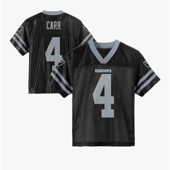NEW! NFL Las Vegas Raiders Derek Carr #4 Jersey Black Kids SZ 6-7 Years - Picture 1 of 9